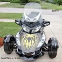 Hal Mette’s Can-am Spyder RT with our Yellow Spidy on web trunk wrap applied- PowerSportsWraps.com